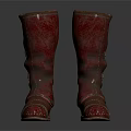 Red High Top Boots With Shiny Metallic Finish Vintage Design And Detailed Stitching