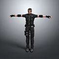 Tactical Gear Equipped Character Standing With Arms Outstretched Full Body Pose Against Gray Background