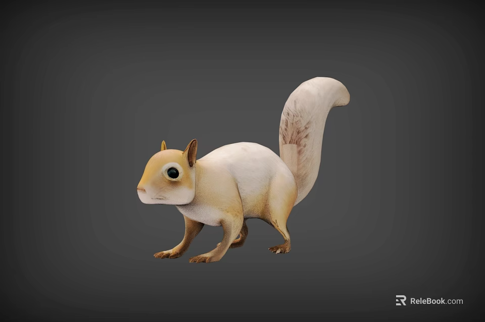 Light Colored Reptile Lizard With Fluffy Tail Standing On Gray Background 3d model 