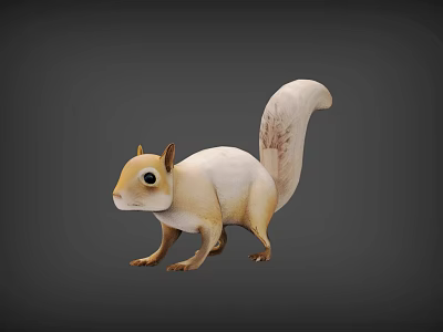 Light Colored Reptile Lizard With Fluffy Tail Standing On Gray Background 3d model