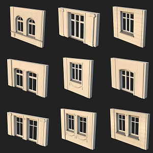 European classical window frame 3d model