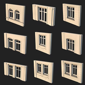 European classical window frame 3d model