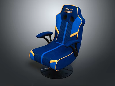 Blue and Yellow High Back Office Chair With Ergonomic Design And Swivel Base 3d model