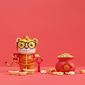 New Chinese-style Meichen Tiger Year Image 3d model