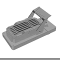 Gray 3D Model of Engineering Mechanical Component With Strip Design Bracket and Base Structure