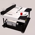 Black And White Table Saw With Red Knob Cutting Table And Motor