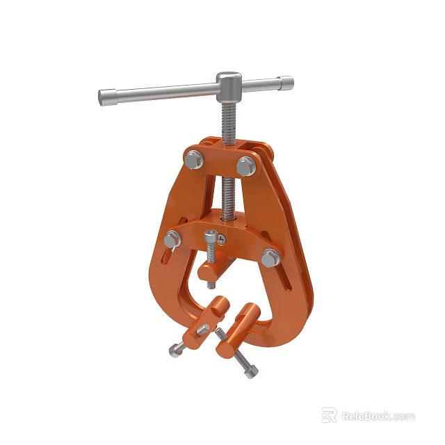 Orange C Clamp Workshop Tool With Metal Frame Screw Handle And Clamping Jaws 3d model 