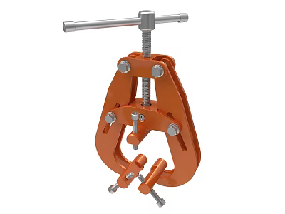 Orange C Clamp Workshop Tool With Metal Frame Screw Handle And Clamping Jaws 3d model