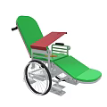 Green Reclining Wheelchair With Red Armrests And Yellow Seat Cushion