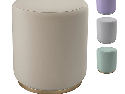 Modern Stylish Ottoman Stools in Beige Purple Grey and Mint Green with Gold Base 3d model