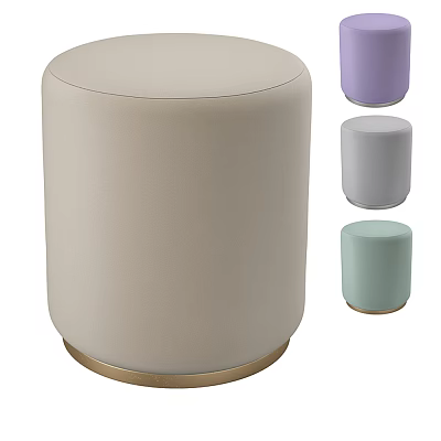 Modern Stylish Ottoman Stools in Beige Purple Grey and Mint Green with Gold Base 3d model