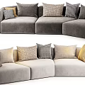 Sleek Modern Gray Sectional Sofa With Soft Upholstery And Multiple Decorative Pillows 3d model