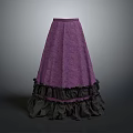 Purple Lace Long Skirt With Black Ruffled Hem And Elegant Design