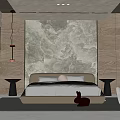 Modern Hotel Guest Room Interior Design With Marble Feature Wall Wooden Paneling And Accent Chair