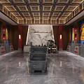 Traditional Chinese Style Store Interior With Decorative Ceiling And Artwork Displays