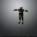 Firefighter Protective Uniform Dark Blue With Yellow Reflective Stripes White Helmet Breathing Apparatus And Boots