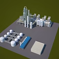 Industrial Equipment In Industrial Plant With Storage Tanks Pipelines And Towers
