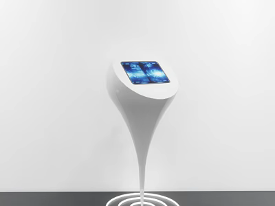 Modern Public Interactive Kiosk With Digital Screen And White Curved Design For Information 3d model