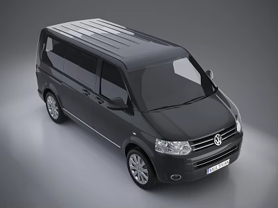 Black Volkswagen Van With Modern Exterior Design And Sleek Chrome Accents 3d model