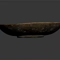 Carved Sculptural Bowl With Intricate Textured Surface And Earthy Blue Brown Hues