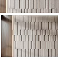 Textured Wall Panel Design With Light Color Blocks And Wooden Accent