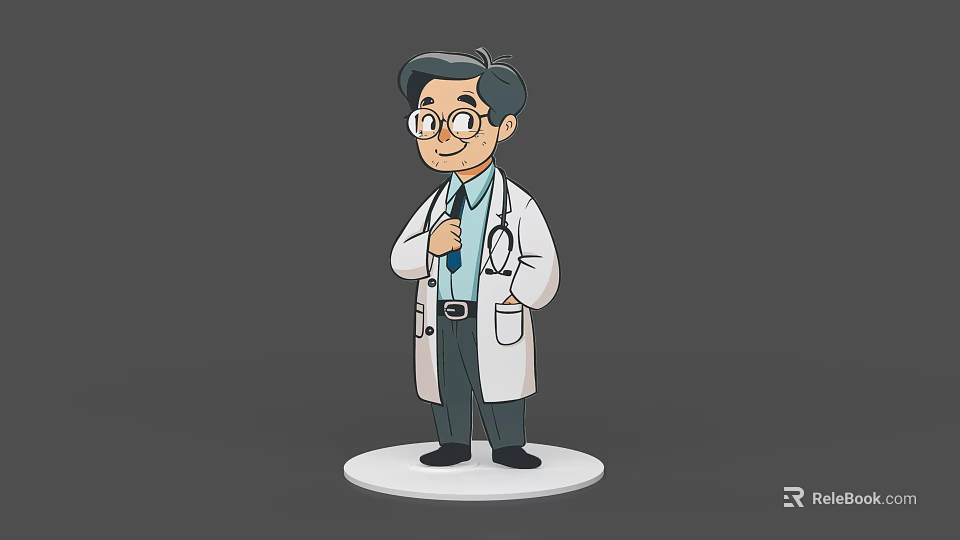 Animated Doctor Character In White Lab Coat With Glasses For Game Film Roles 3d model 