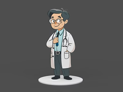 Animated Doctor Character In White Lab Coat With Glasses For Game Film Roles 3d model