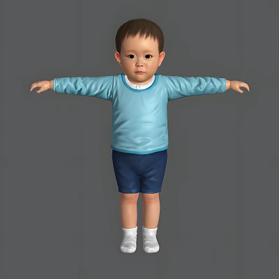 Modern Little Boy Modern Realistic Cartoon Boy Children Children Short Hair Cute 3d model