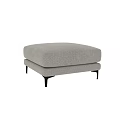 Modern Light Gray Textured Fabric Upholstered Square Stool With Sleek Black Metal Legs For Living Room