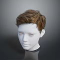 White Human Head Model With Brown Short Hair And Visible Facial Organs 3d model