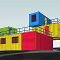 Colorful Container Stacked Detached House With Balcony Garage Door And Modern Design