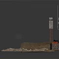 Industrial Construction Site Scene Components With Crushed Stones Wooden Planks And Metal Pipes