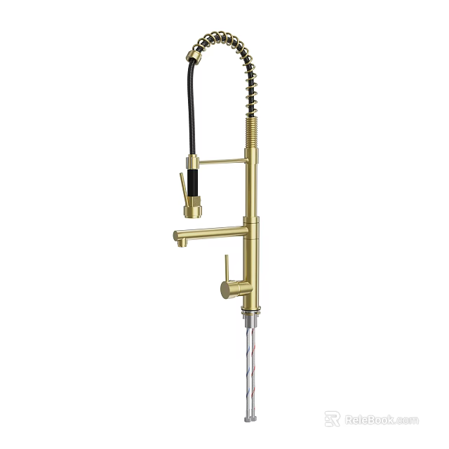 Golden Kitchen Faucet With Pull Down Sprayer Flexible Hose And Single Handle 3d model