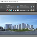Modern High Rise Residential Buildings With Green Landscape And Surrounding Roads