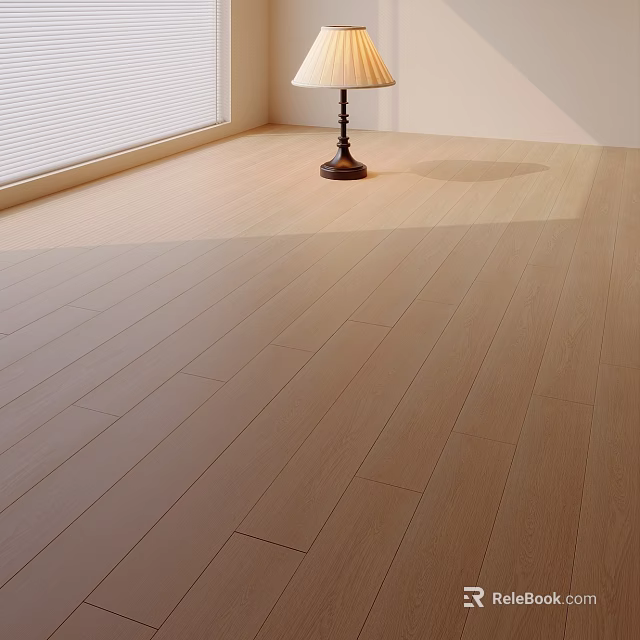 Bright Room Interior With Light Wooden Flooring Tall Lamp And Window Shadow 3d model 