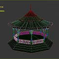 Traditional Green Octagonal Gazebo With Carved Railings Spire Top And Steps