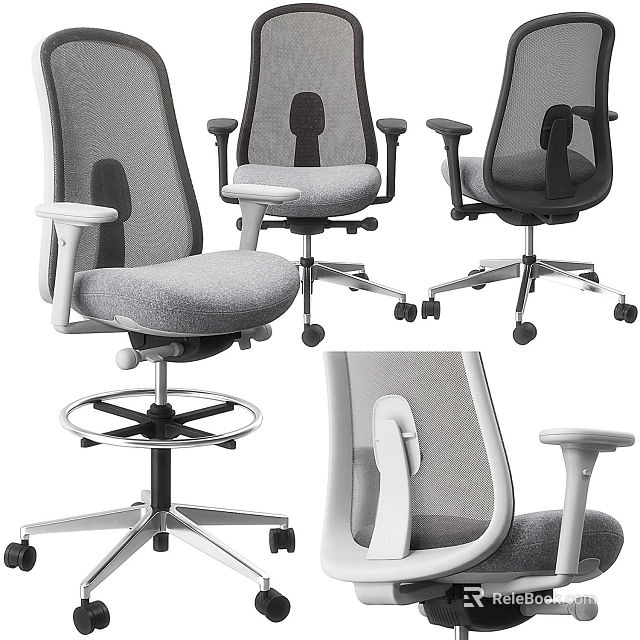 Ergonomic Mesh Office Chair With Adjustable Armrests Swivel Base And Rolling Casters 3d model 