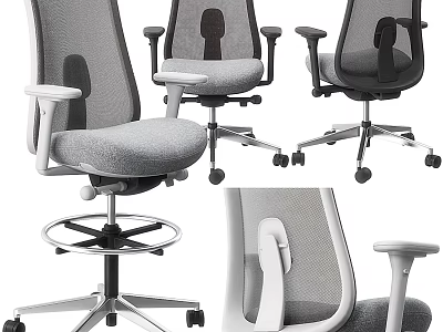 Ergonomic Mesh Office Chair With Adjustable Armrests Swivel Base And Rolling Casters 3d model