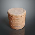 Animal Themed Handwoven Basket With Brown Wicker Texture On Gray Background