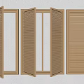 Brown Window Shutters in Open Partially Open and Closed Positions on Wall Background 3d model