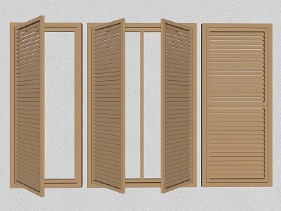 Modern shutters wooden shutters household casement window sliding window 3d model