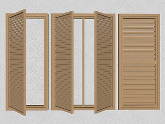 Modern shutters wooden shutters household casement window sliding window 3d model