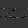 Tactical Sniper Rifles With Scopes Barrels And Modern Design On Dark Background