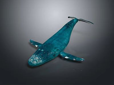 Blue Whale With Smooth Blue Body White Spots And Raised Tail Against Gray Background 3d model