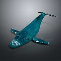 Blue Whale With Smooth Blue Body White Spots And Raised Tail Against Gray Background