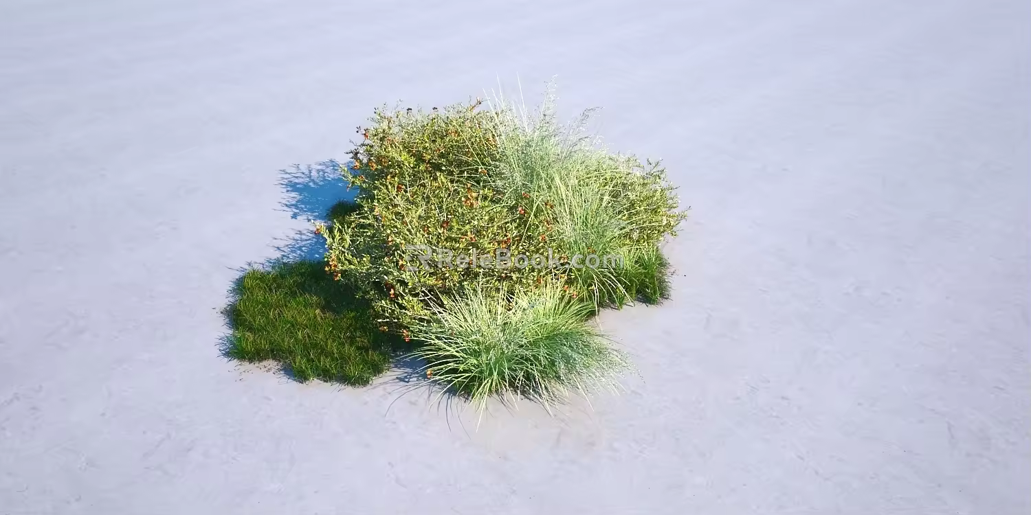 grassland shrub combination 3d model