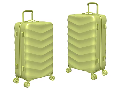 Light Green Travel Suitcases With Wavy Texture Telescopic Handles And Wheels 3d model