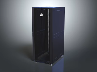 Modern Black Electronic Server Rack Cabinet With Glass Door For Data Center Use 3d model