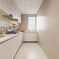 Modern Minimalist Kitchen Interior With White Cabinets Marble Countertop And Window