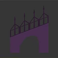 Purple Architectural Staircase With Spiked Railings And Unique Step Design